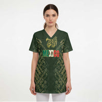 Custom Mexico Football Scrub Top Aztec Pattern Eagle - Wonder Print Shop