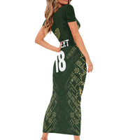 Custom Mexico Football Short Sleeve Bodycon Dress Aztec Pattern Eagle - Wonder Print Shop