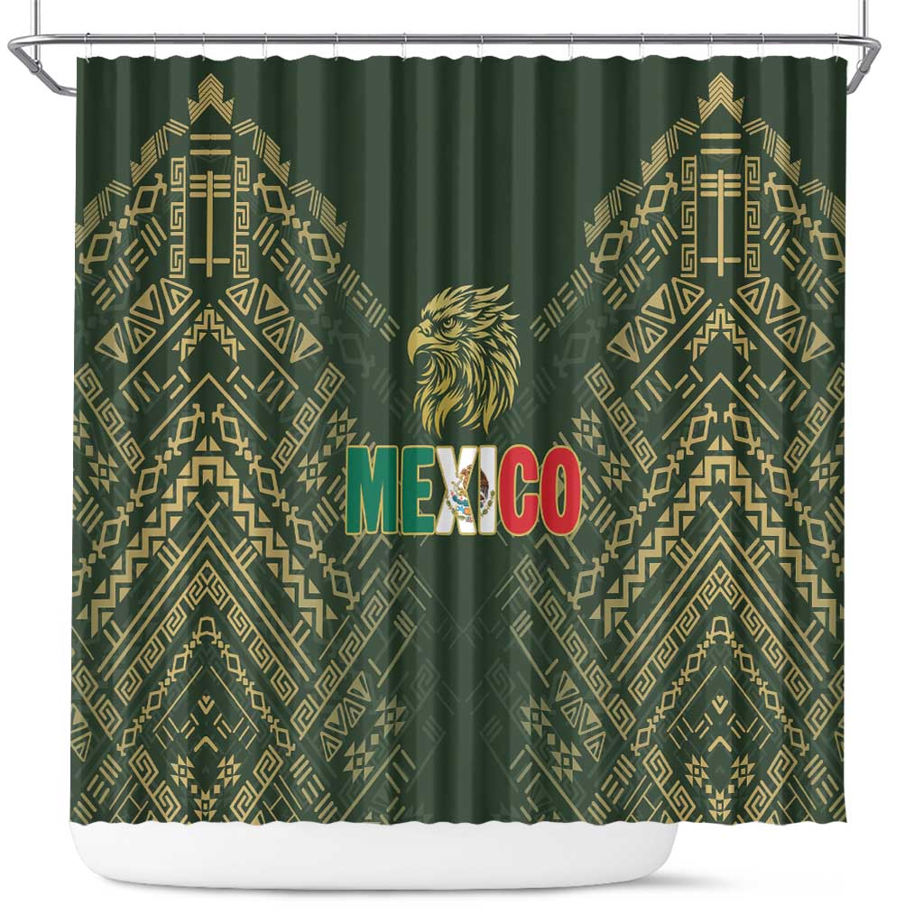 Mexico Football Shower Curtain Aztec Pattern Eagle - Wonder Print Shop