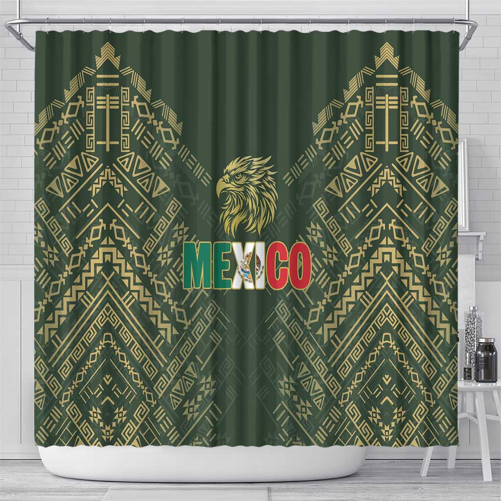 Mexico Football Shower Curtain Aztec Pattern Eagle - Wonder Print Shop