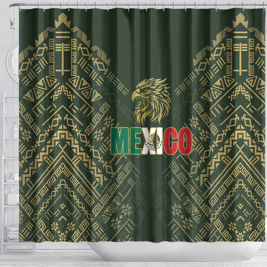Mexico Football Shower Curtain Aztec Pattern Eagle - Wonder Print Shop