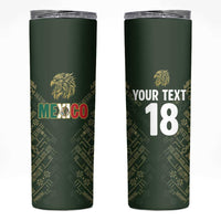 Custom Mexico Football Skinny Tumbler Aztec Pattern Eagle - Wonder Print Shop