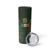 Custom Mexico Football Skinny Tumbler Aztec Pattern Eagle - Wonder Print Shop