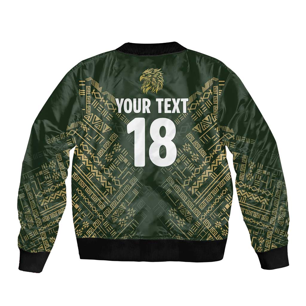Custom Mexico Football Sleeve Zip Bomber Jacket Aztec Pattern Eagle - Wonder Print Shop
