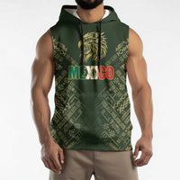 Custom Mexico Football Sleeveless Hoodie Aztec Pattern Eagle - Wonder Print Shop