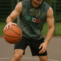 Custom Mexico Football Sleeveless Hoodie Aztec Pattern Eagle - Wonder Print Shop
