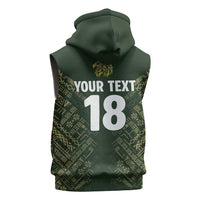Custom Mexico Football Sleeveless Zip Hoodie Aztec Pattern Eagle - Wonder Print Shop
