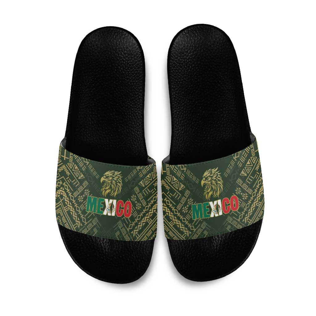 Mexico Football Slide Sandals Aztec Pattern Eagle - Wonder Print Shop