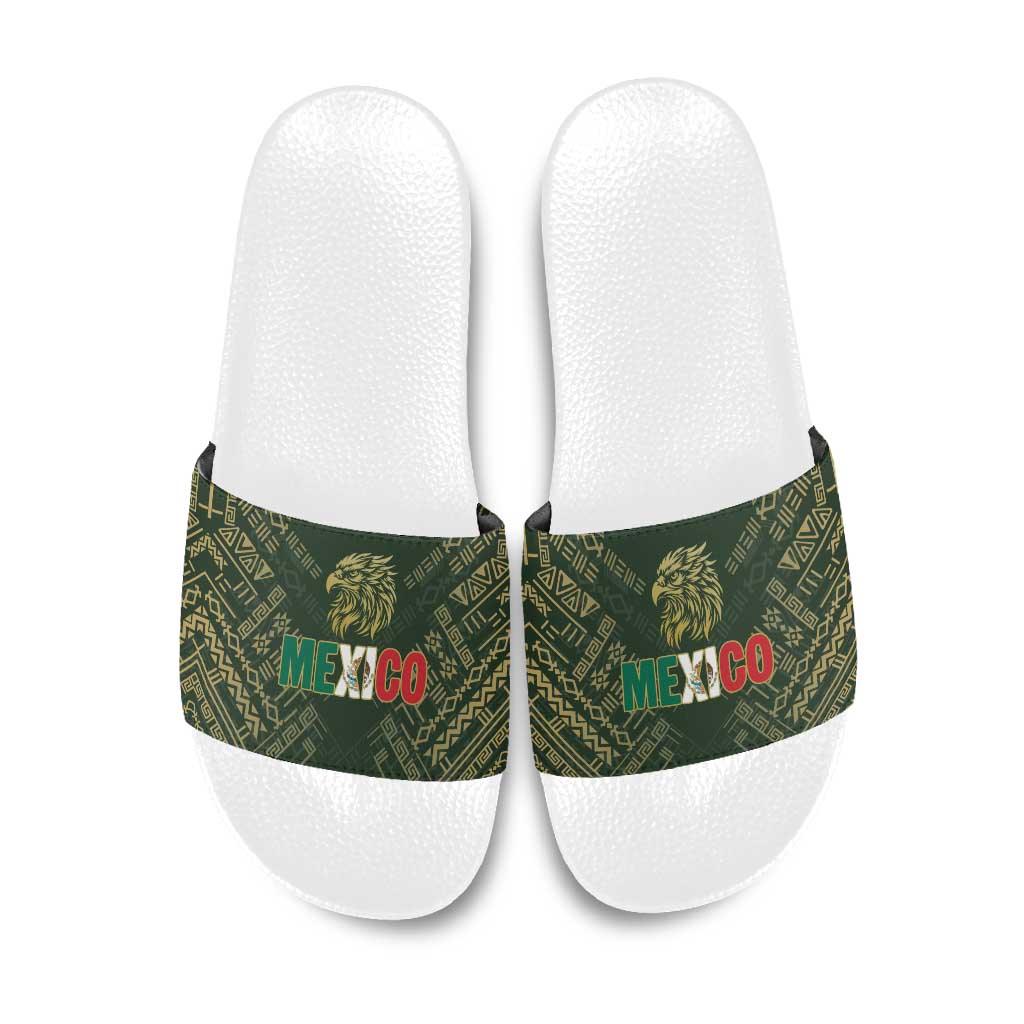 Mexico Football Slide Sandals Aztec Pattern Eagle - Wonder Print Shop