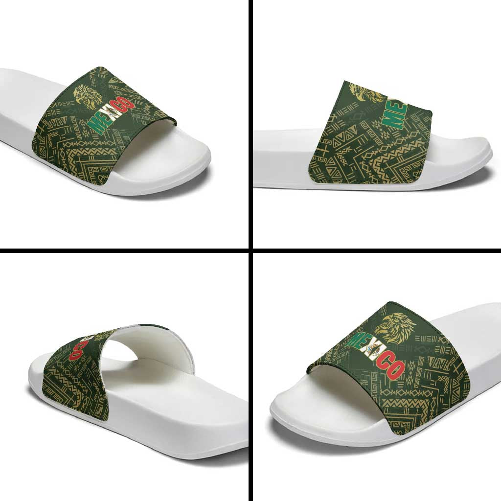 Mexico Football Slide Sandals Aztec Pattern Eagle - Wonder Print Shop