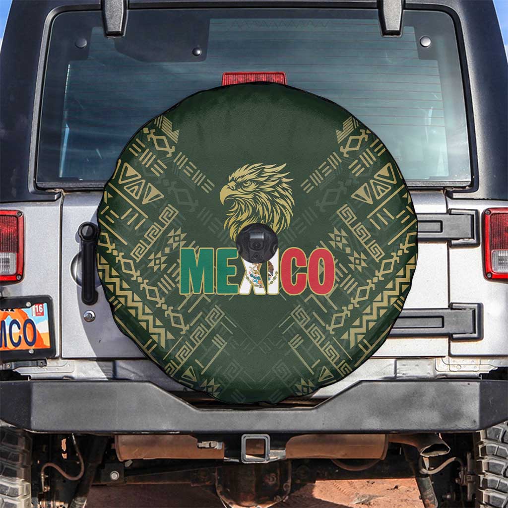 Mexico Football Spare Tire Cover Aztec Pattern Eagle - Wonder Print Shop