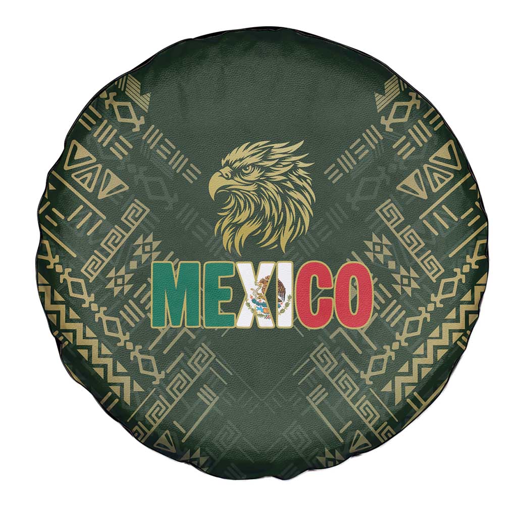 Mexico Football Spare Tire Cover Aztec Pattern Eagle - Wonder Print Shop