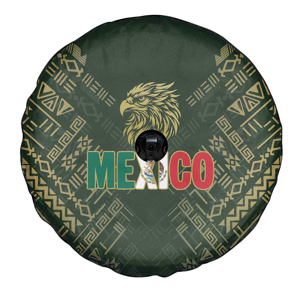 Mexico Football Spare Tire Cover Aztec Pattern Eagle - Wonder Print Shop
