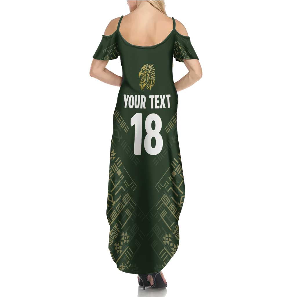 Custom Mexico Football Summer Maxi Dress Aztec Pattern Eagle - Wonder Print Shop