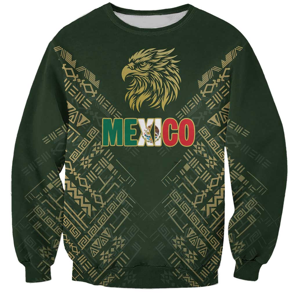 Custom Mexico Football Sweatshirt Aztec Pattern Eagle - Wonder Print Shop