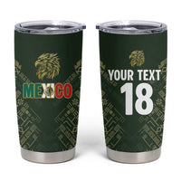 Custom Mexico Football Tumbler Cup Aztec Pattern Eagle - Wonder Print Shop