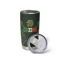Custom Mexico Football Tumbler Cup Aztec Pattern Eagle - Wonder Print Shop