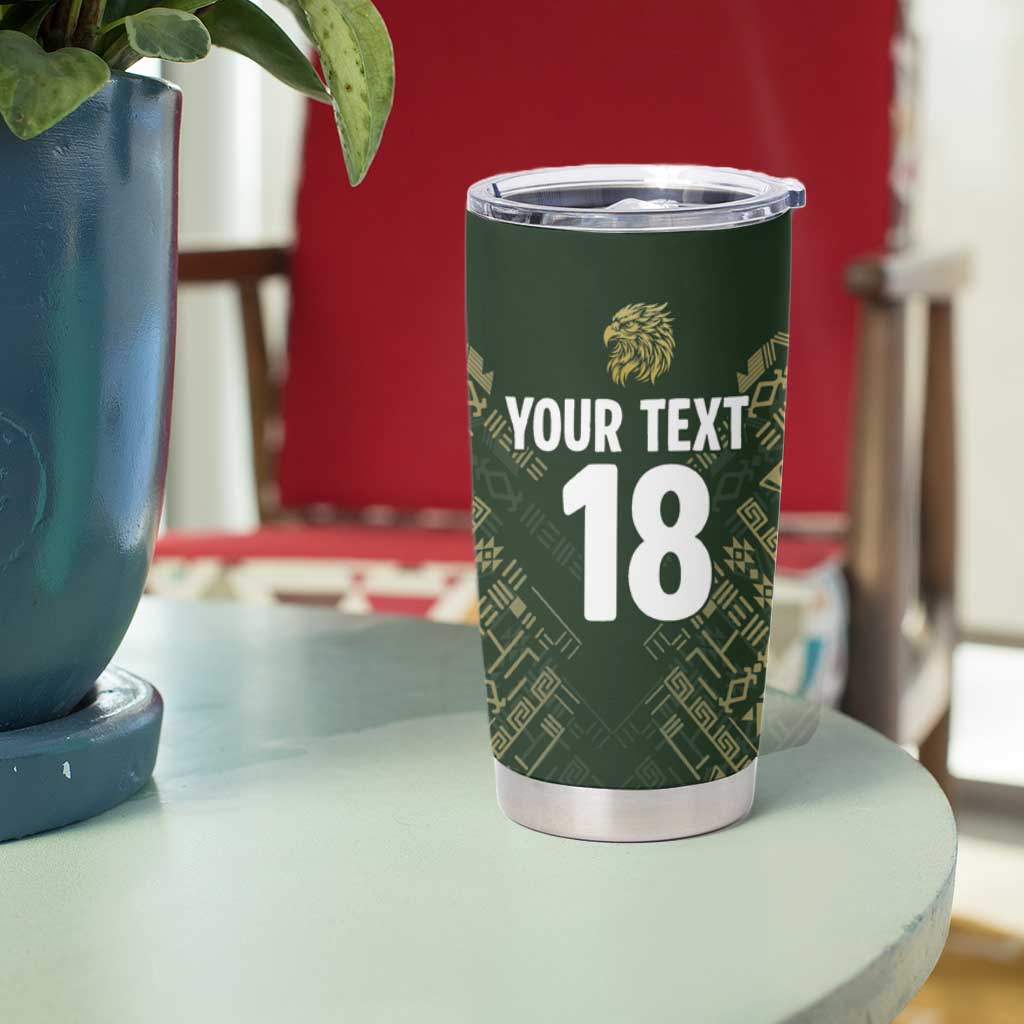 Custom Mexico Football Tumbler Cup Aztec Pattern Eagle - Wonder Print Shop