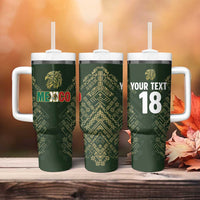 Custom Mexico Football Tumbler With Handle Aztec Pattern Eagle - Wonder Print Shop