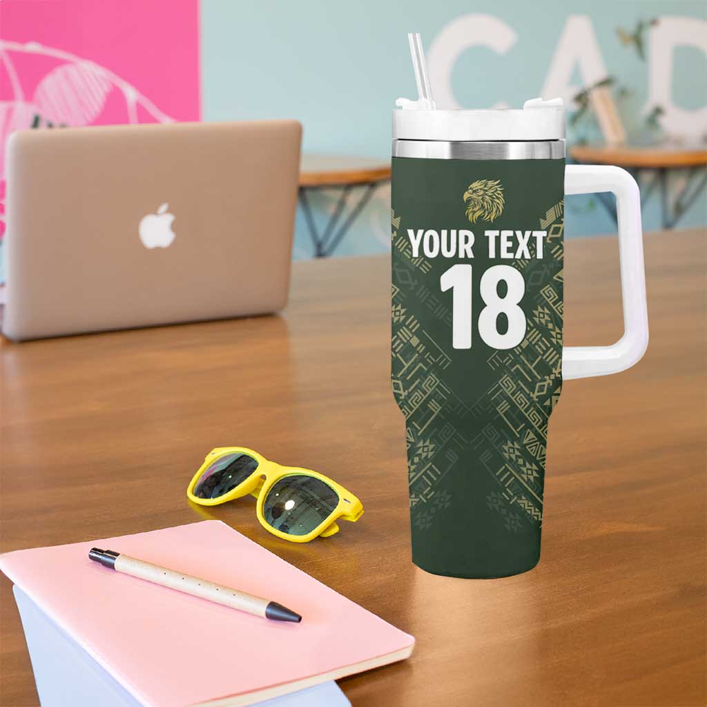 Custom Mexico Football Tumbler With Handle Aztec Pattern Eagle - Wonder Print Shop