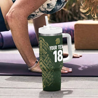 Custom Mexico Football Tumbler With Handle Aztec Pattern Eagle - Wonder Print Shop