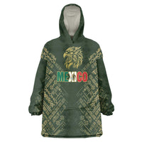 Custom Mexico Football Wearable Blanket Hoodie Aztec Pattern Eagle - Wonder Print Shop