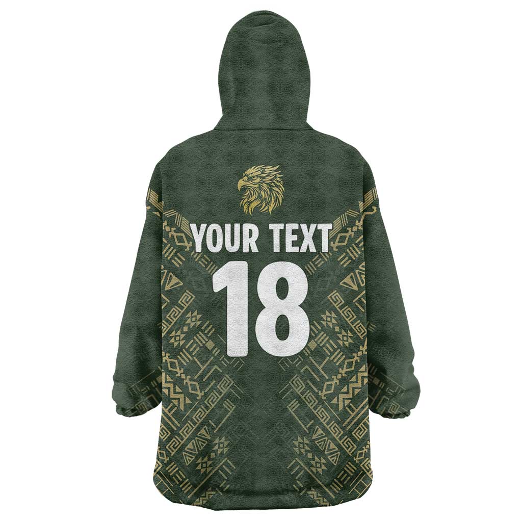 Custom Mexico Football Wearable Blanket Hoodie Aztec Pattern Eagle - Wonder Print Shop