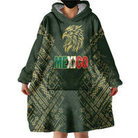Custom Mexico Football Wearable Blanket Hoodie Aztec Pattern Eagle - Wonder Print Shop