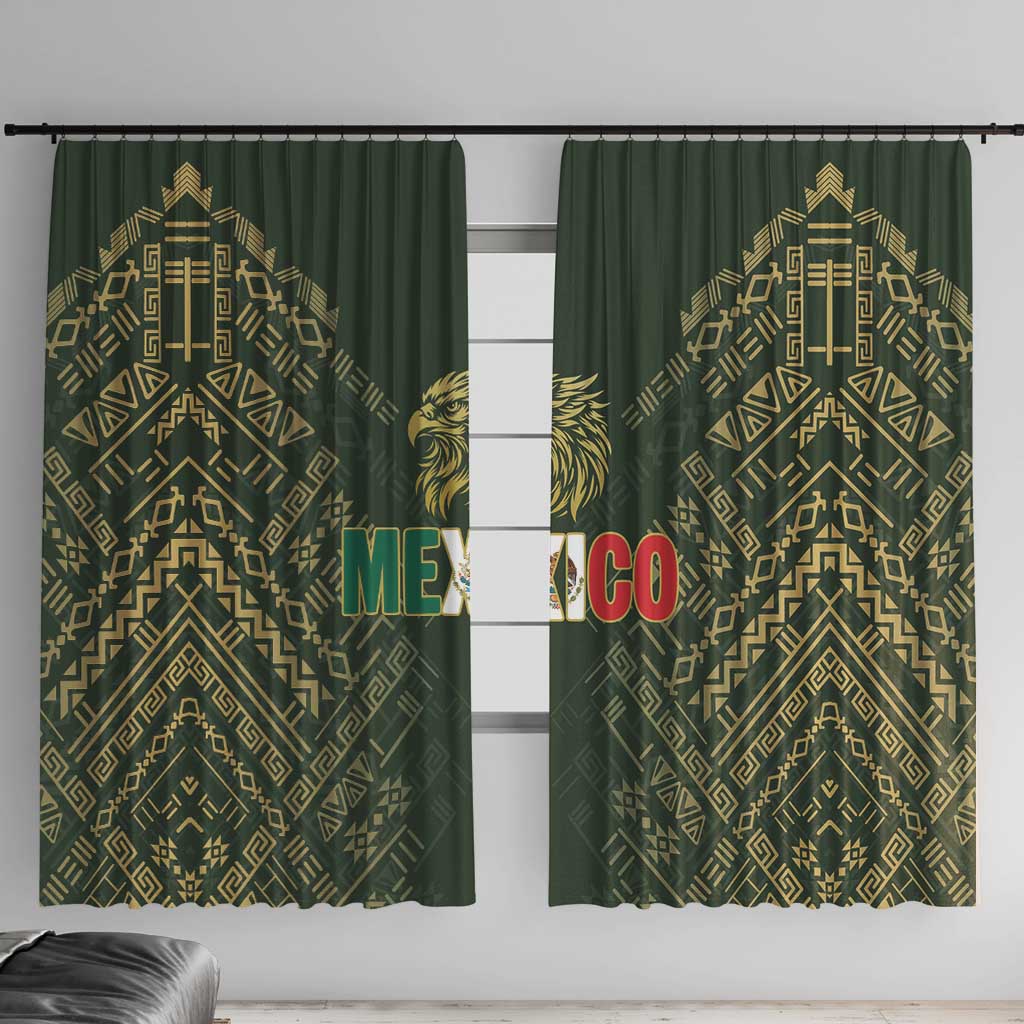 Mexico Football Window Curtain Aztec Pattern Eagle - Wonder Print Shop