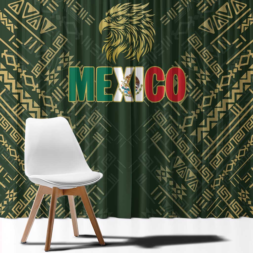 Mexico Football Window Curtain Aztec Pattern Eagle - Wonder Print Shop