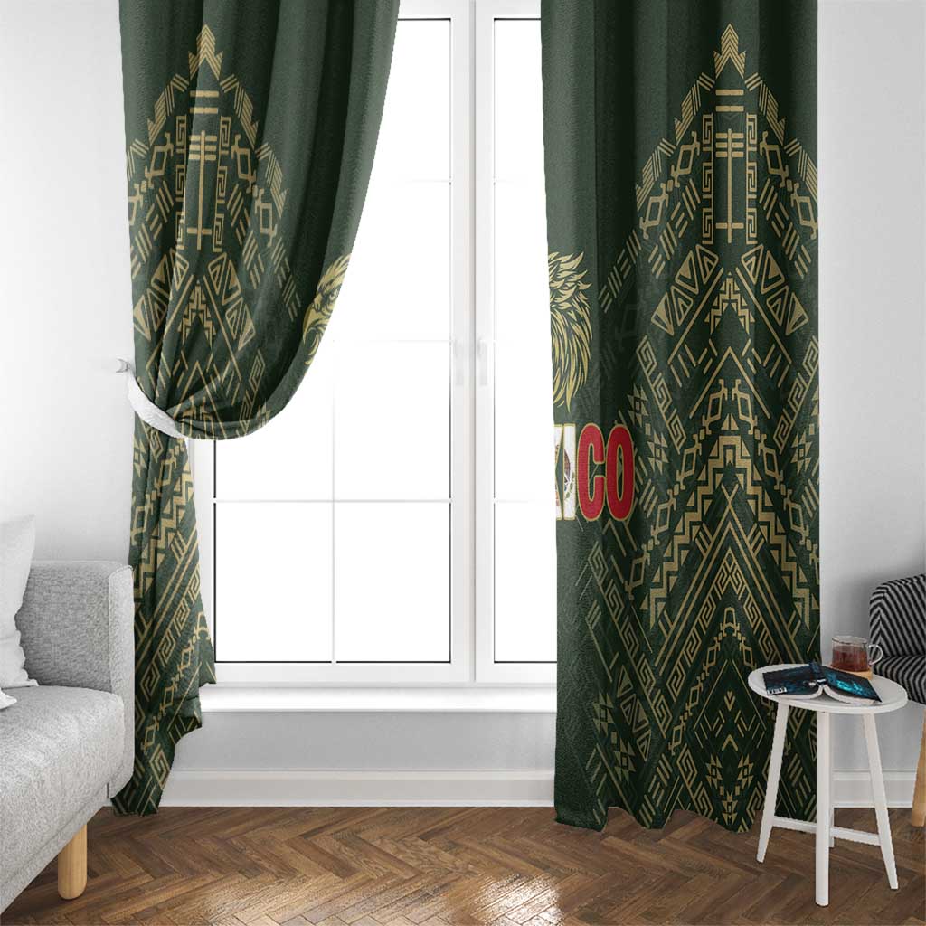 Mexico Football Window Curtain Aztec Pattern Eagle - Wonder Print Shop