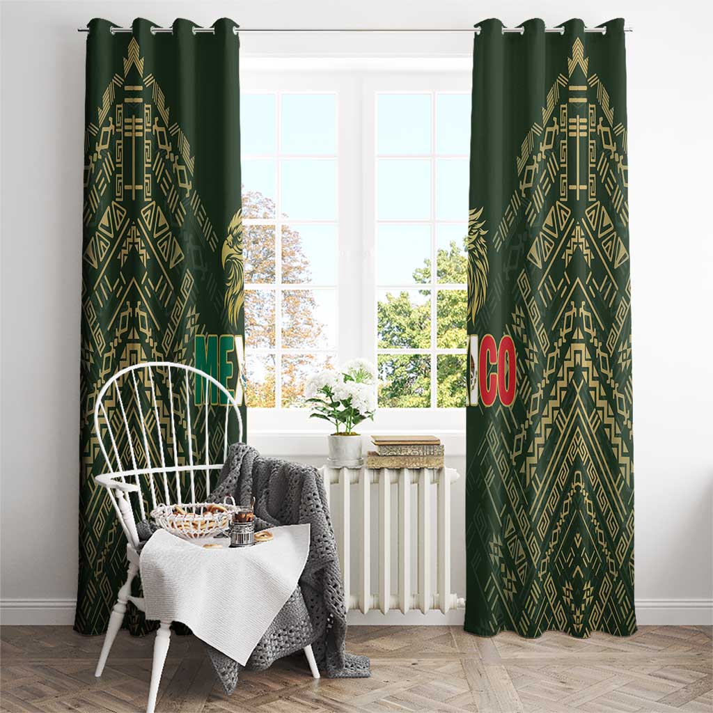 Mexico Football Window Curtain Aztec Pattern Eagle - Wonder Print Shop