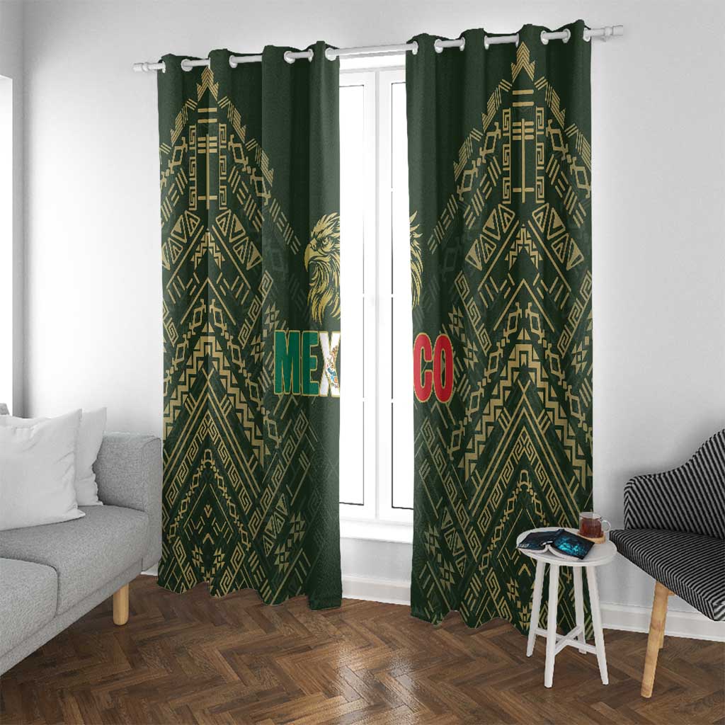Mexico Football Window Curtain Aztec Pattern Eagle - Wonder Print Shop