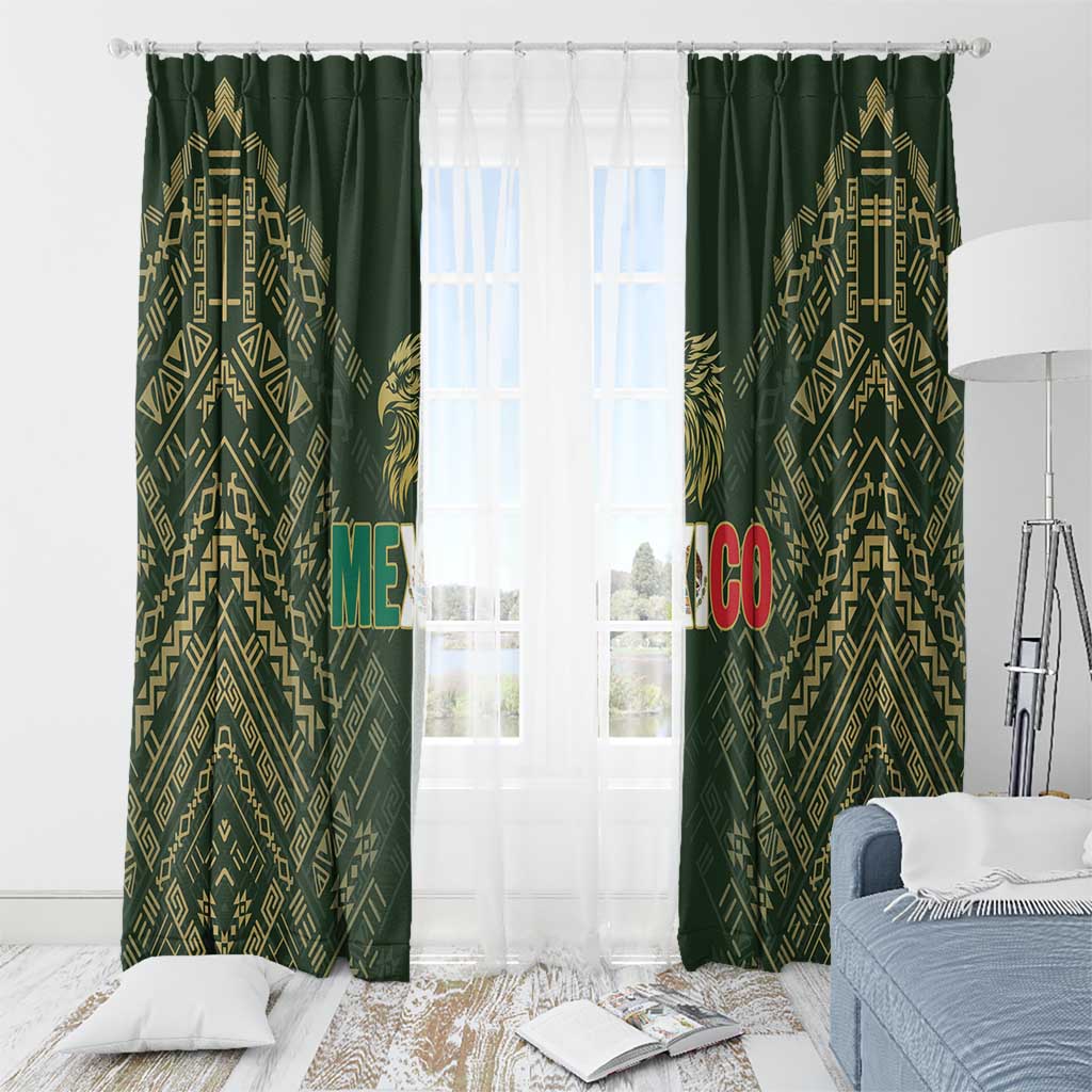 Mexico Football Window Curtain Aztec Pattern Eagle - Wonder Print Shop