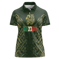 Custom Mexico Football Women Polo Shirt Aztec Pattern Eagle - Wonder Print Shop