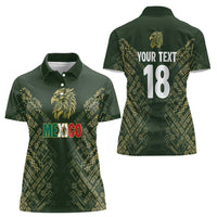 Custom Mexico Football Women Polo Shirt Aztec Pattern Eagle - Wonder Print Shop