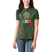 Custom Mexico Football Women Polo Shirt Aztec Pattern Eagle - Wonder Print Shop
