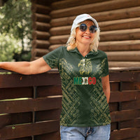 Custom Mexico Football Women Polo Shirt Aztec Pattern Eagle - Wonder Print Shop