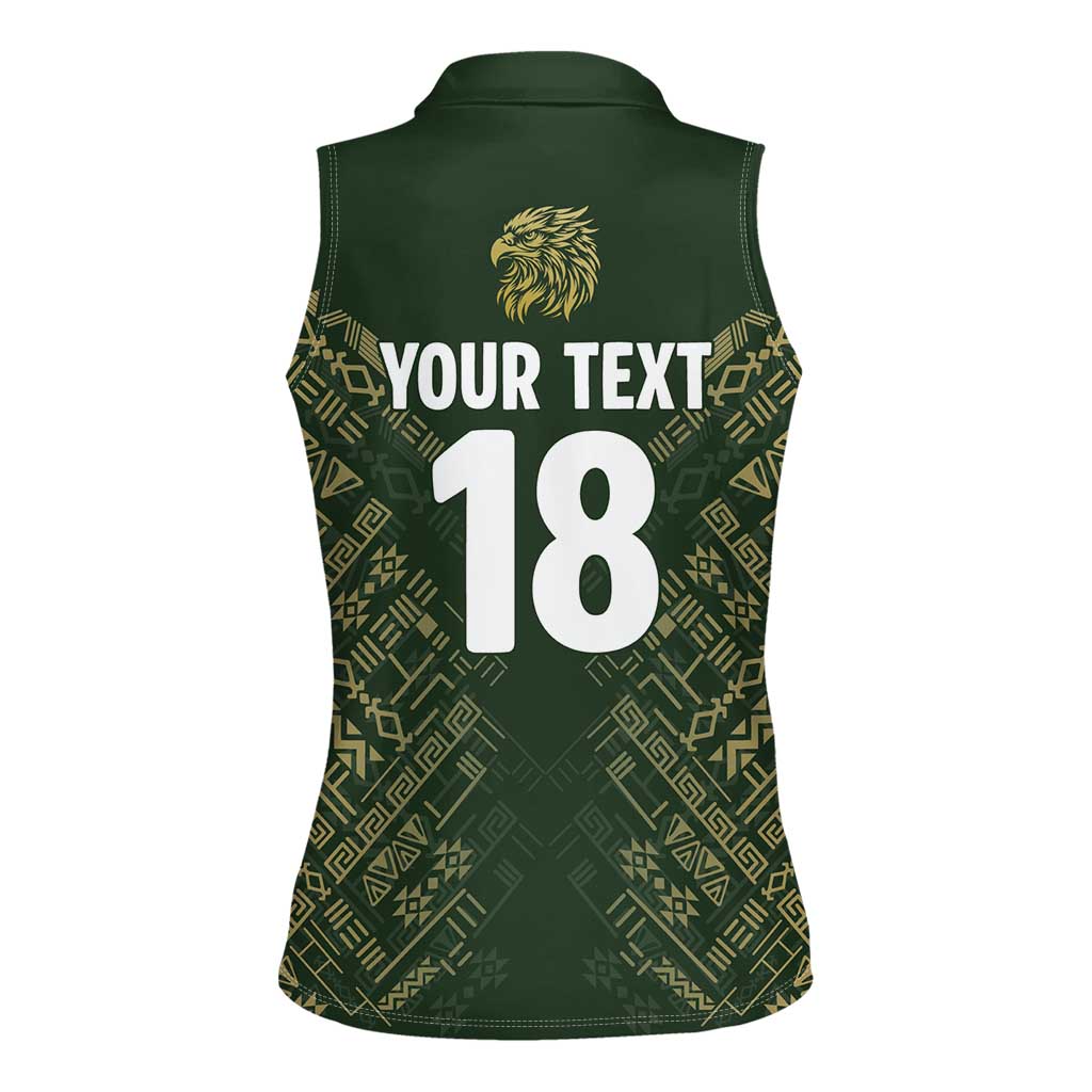 Custom Mexico Football Women Sleeveless Polo Shirt Aztec Pattern Eagle - Wonder Print Shop