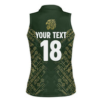 Custom Mexico Football Women Sleeveless Polo Shirt Aztec Pattern Eagle - Wonder Print Shop
