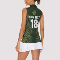 Custom Mexico Football Women Sleeveless Polo Shirt Aztec Pattern Eagle - Wonder Print Shop