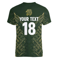 Custom Mexico Football Women V-Neck T-Shirt Aztec Pattern Eagle - Wonder Print Shop