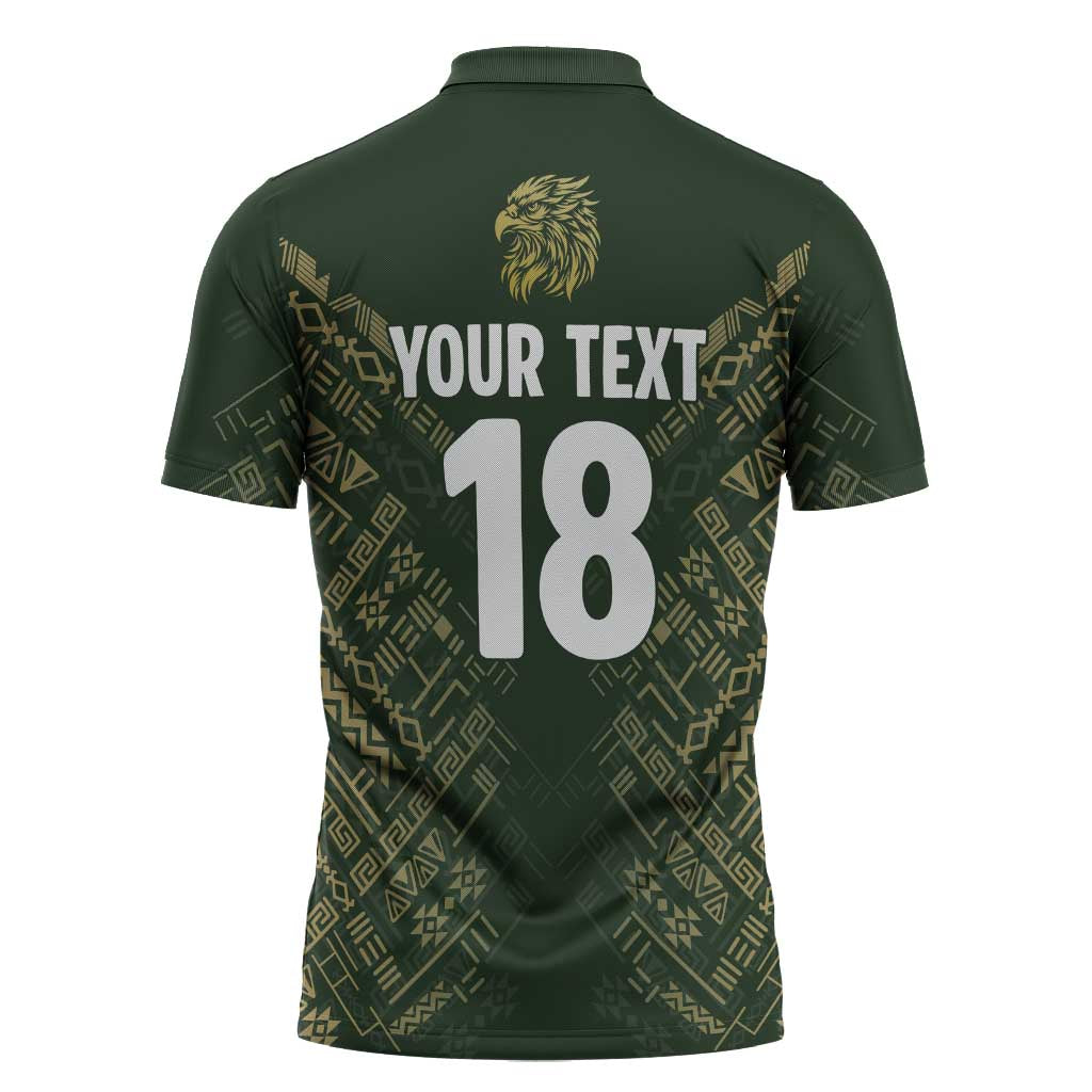 Custom Mexico Football Zipper Polo Shirt Aztec Pattern Eagle - Wonder Print Shop