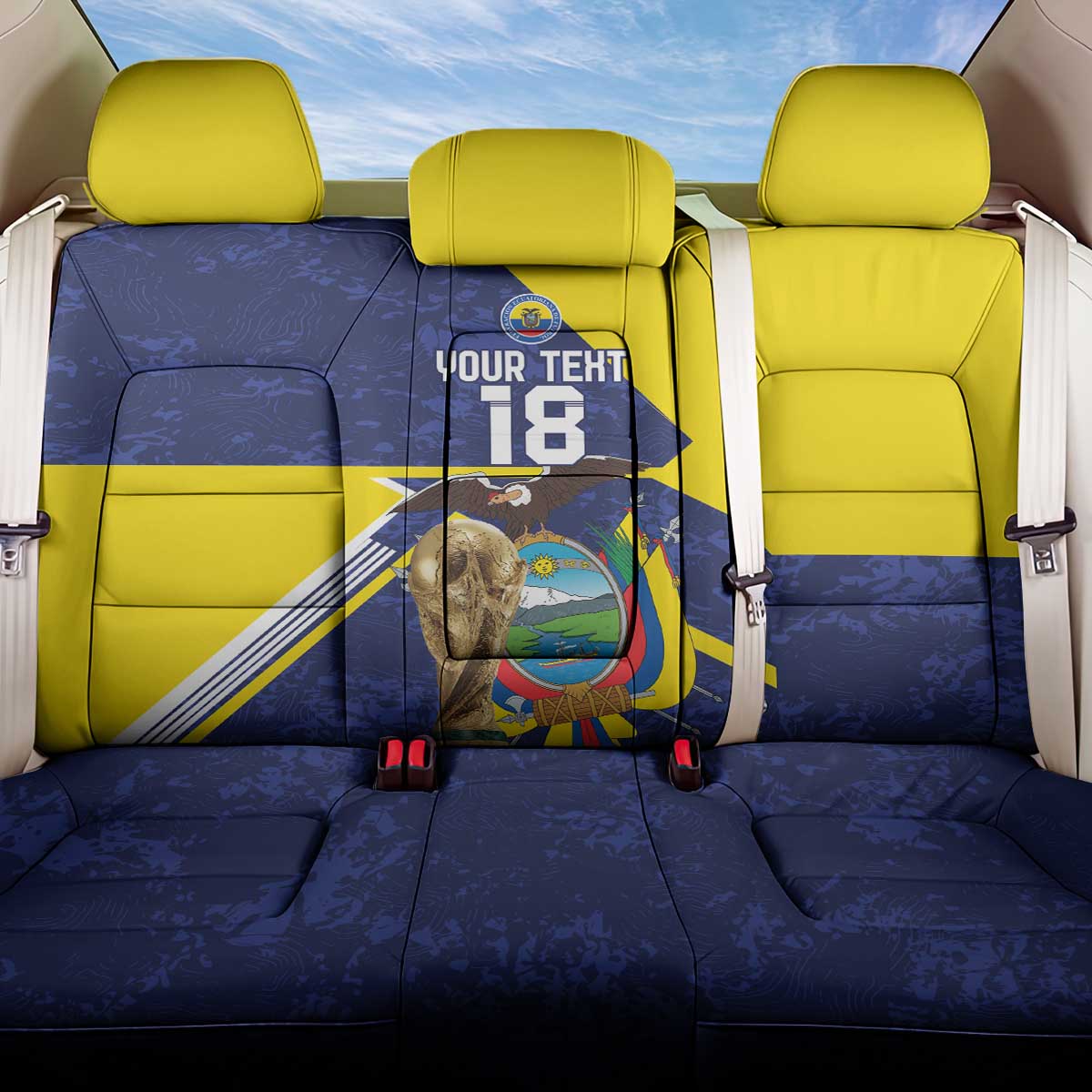 Ecuador Football Custom Back Car Seat Cover Road To World Cup 2026 - Wonder Print Shop