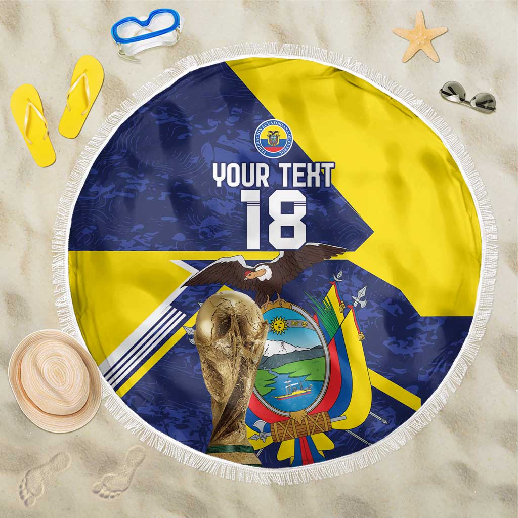 Ecuador Football Custom Beach Blanket Road To World Cup 2026 - Wonder Print Shop