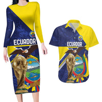 Ecuador Football Custom Couples Matching Long Sleeve Bodycon Dress and Hawaiian Shirt Road To World Cup 2026 - Wonder Print Shop