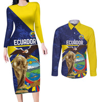 Ecuador Football Custom Couples Matching Long Sleeve Bodycon Dress and Long Sleeve Button Shirt Road To World Cup 2026 - Wonder Print Shop