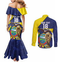 Ecuador Football Custom Couples Matching Mermaid Dress and Long Sleeve Button Shirt Road To World Cup 2026 - Wonder Print Shop