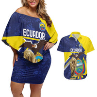Ecuador Football Custom Couples Matching Off Shoulder Short Dress and Hawaiian Shirt Road To World Cup 2026 - Wonder Print Shop
