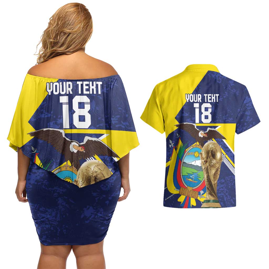 Ecuador Football Custom Couples Matching Off Shoulder Short Dress and Hawaiian Shirt Road To World Cup 2026 - Wonder Print Shop
